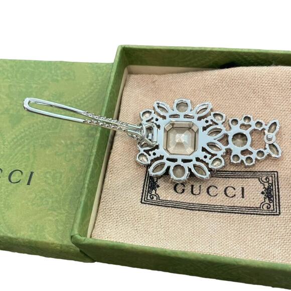 Gucci Interlocking G Crystal GG Hair Slide Clip Accessory Silver main image 6